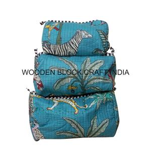 Wholesale Lot 3 Piece Bohemian Tassel Pattern Zipper Closure Eco-Friendly Cotton Cosmetic <b>Bag</b> Small <b>Travel</b> Cosmetic <b>Organizer</b> - Product Image 5