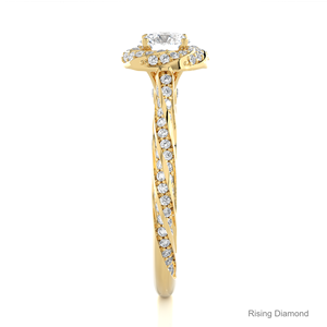 0,55 Ct Round Cut Lab Grown Halo Gold CVD Diamond Anillo de compromiso Regalo de aniversario para ella - Product Image 4