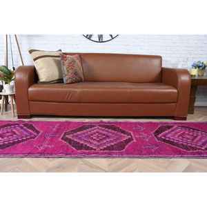 พรมตุรกีวินเทจ ขนาด 2.6x10.1 ฟุต พรมลายจุดสีชมพูม่วง - Product Image 5