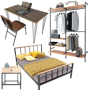 PN021 Classic & Contemporary Bedroom Furniture Combo Metal Bed with Reclining & Storage Features for Home Dining Farmhouse Use - Product Image 1
