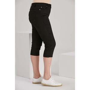 RMG <b>Plus</b> <b>Size</b> <b>Black</b> Cotton Capri Pants for Women, Comfortable Cropped <b>Trousers</b>, Casual Summer Wear, Elastic Waist, Breathable - Product Image 2