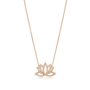 Flor de loto diseño encanto Collar de plata venta al por Mayor turco hecho a mano 925 joyería de plata esterlina - Product Image 6