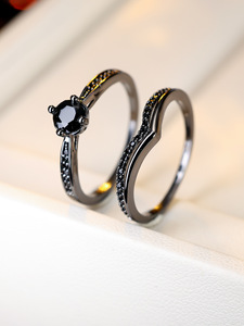 Resoul – bagues noires pour femmes, ensemble de bagues en zircon, ensembles de bijoux gothiques pour couple, bijoux d'halloween pour femmes - Product Image 2