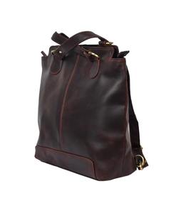 Women's Dark Brown Genuine Leather Convertible Backpack Tote Bag Zipper Candy Fashion Vintage 2-in-1 <b>Laptop</b> <b>Rucksack</b> Handbag - Product Image 5