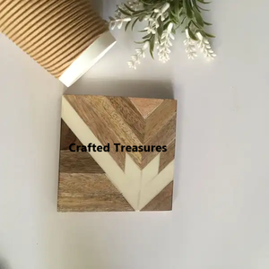 Posavasos de madera y resina epoxi de diferente color y diseño de estilo clásico de proveedor indio Características impermeables y resistentes al calor - Product Image 2