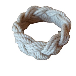 Sailors Knot Turks Head Surfer Beach Natural Cotton <b>Rope</b> <b>Bracelet</b> 3 Strand - Product Image 1