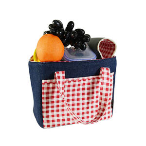 Customized Double Sided Women's Eco Friendly Shopping <b>Bag</b> Plaid Canvas Handbag Black <b>Tote</b> <b>Bag</b> - Product Image 5