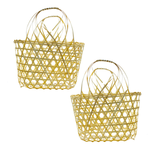 PANIER CADEAU EN BAMBOU fabriqué à la main écologique avec poignées Emballage réutilisable et durable pour cadeaux ou rangement Décoration intérieure - Product Image 1