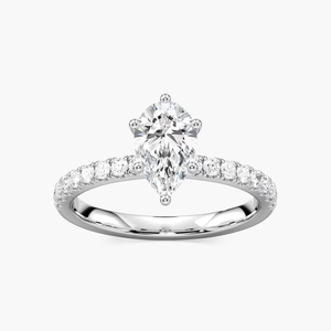 Bague de fiançailles en diamant de laboratoire taille poire 1,20 CTW certifiée IGI en or massif 14 carats - Product Image 1