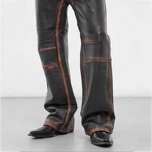 กางเกงหนังมอเตอร์ไซค์หนังวัวของผู้ชายกางเกงหนังแท้สำหรับผู้ชายโลโก้และดีไซน์แบบ OEM - Product Image 2