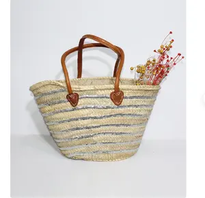 Gold sequin Shopping Hand-woven Straw BagCrochet Macrame Beach Bags Direct From Indian Supplier
