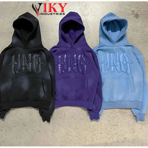 Chándal acampanado de lavado ácido para hombre, conjunto de pantalones de chándal acampanados apilados y Sudadera con capucha, chándal desgastado con estampado 3D de lavado ácido de VIKY IND - Product Image 2