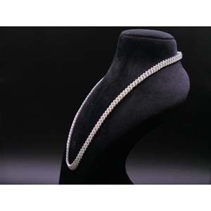 สร้อยคอคิวบันลิงค์สแตนเลสคุณภาพสูง ชุบเงิน พร้อมประดับเพชร - Product Image 1