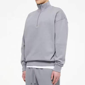 Sudadera de Alta Calidad con Cierre de Cremallera de un Cuarto, Estilo Francés, Personalizable con Serigrafía, Sudadera Lisa con Capucha, 100% Algodón, Sudadera con Media Cremallera para Hombre - Product Image 2