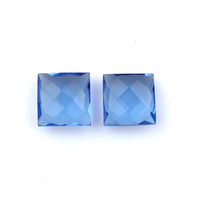Magnifiques perles de pierres précieuses en Tanzanite bleu clair facettée, taille carrée haute, en quartz TZ, créées en laboratoire, certifiées par un tiers, en vrac