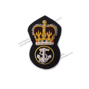 High Quality Gold Bullion Blazer <b>Badge</b> Handmade Embroidery with Beads Sew-On Embroidered <b>Badges</b> From Trusted Supplier - Product Image 1