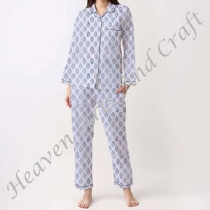 Ensemble de pyjama pour femmes 100% coton, vêtements de maison doux, ensemble de pyjama printemps/été, motif floral/CHARACTERE/Lettre/Motif/Vacances/Arbre, PJ029 - Product Image 3