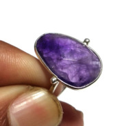 Anillo de Lujo de Plata de Ley 925 con Gema de Amatista Púrpura Natural Facetada, Joyería para Hombres y Mujeres para Usar en Fiestas