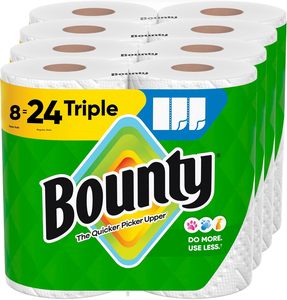 <b>Bounty</b> Triple <b>Roll</b> <b>Kitchen</b> Paper Towels White Household Cleaning Absorbent Paper 8 Triple <b>Rolls</b> 24 Regular <b>Roll</b> - Product Image 1