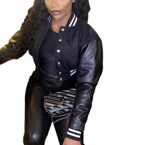 Veste universitaire courte en coton pour femme, modèle 2025, personnalisable, avec broderie et impression couleur unique, col montant, longue et respirante, service OEM disponible - Product Image 3