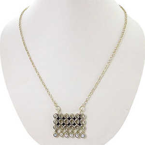 Collar con Colgante Geométrico Plateado de Moda para Mujer, con Baño de Rodio, Oro Blanco de 18K, Circonita, Diamante, Perla, Joyería Minimalista - Product Image 2