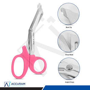 Tijeras Médicas para Trauma, Tijeras para Vendajes, Rosadas, 14.5 cm, Acero Inoxidable, Punta Roma Angulada, Emergencia, Cirugía, Hospital, Paramédicos, Enfermeras - Product Image 2