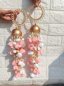 Punjabi Floral Kaleera Hathpool brazaletes conjunto de 2 pulseras de flores de espuma indio pakistaní boda joyería accesorios nupciales - Product Image 3