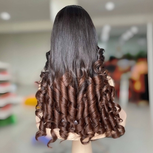 Super doble dibujado alta calidad Ombre hinchable peluca cierre frontal peluca marrón claro 100% pelo humano vietnamita alta calidad 2025 - Product Image 6