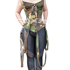 Corset Top Exotique en Coton Vert Imprimé avec Anneaux en D et Bretelles Amovibles Tendance - Product Image 4