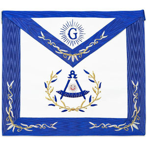 Wreathed Past Master Embroidered Border Masonic <b>Apron</b> - Product Image 1