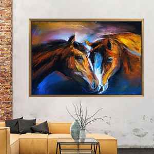 Abstract Horse Print Canvas: Elegant Animal Art for Home Decor,1P:Gold <b>Framed</b> - Product Image 1