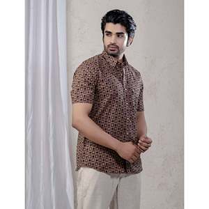 Camisa Casual de Algodón para Hombre, Manga Corta, Estampada, 100% Popelina, Patrón Geométrico, Suministro ODM, Talla XL - Product Image 4