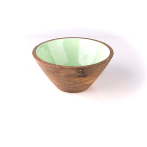 Cuencos de mezcla para servir de madera con estampado de esmalte adhesivo para ensalada de frutas, sopa, forma redondeada, ensaladeras de madera de Acacia, cuenco personalizado - Product Image 3