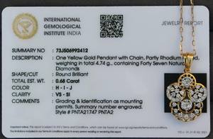 ชุดสร้อยคอเพชรสีทองและสีเหลือง18K ที่ได้รับการรับรองจาก IGI ที่หรูหราพร้อมจี้และต่างหูเครื่องประดับที่เรียบง่ายน้ำหนักเบา - Product Image 6