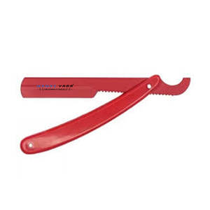 Portacuchillas de Barbero de Acero Inoxidable con Recubrimiento en Polvo Rojo Brillante - Cuchilla Turca de Borde Recto Plegable para Barberos - Product Image 1