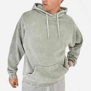 2024 nouveau personnalisé haute qualité Streetwear à capuche polaire blanc Vintage Double couche lavage à l'acide Vintage lavage à capuche pour décontracté - Product Image 2