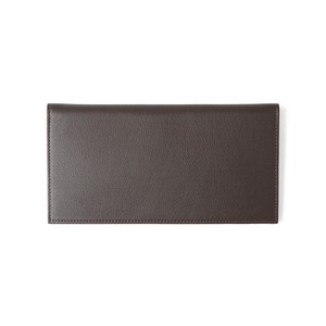 Etui à chéquier d'affaires marron en cuir véritable avec poches pour cartes et cache-chéquier avec boucle pour stylo - Product Image 2
