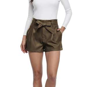 Nuevos pantalones cortos sexys para mujer Pantalones cortos de cuero PU Color sólido Tallas grandes Skinny Night Club Wear Mujer - Product Image 1