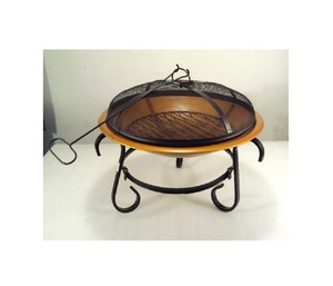 Premium Quality Iron Round <b>Fire</b> Pit Bowl With Iron Stand and <b>Poker</b> Stick Smash Lid for Home Garden Outdoor Use Decorative Item - Product Image 1