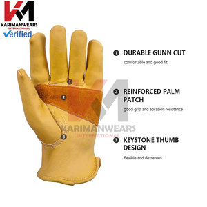 Guantes de trabajo de cuero de vaca de primera calidad para trabajadores Guantes de protección de seguridad de soldadura resistentes al desgaste duraderos Deportes de jardinería - Product Image 5