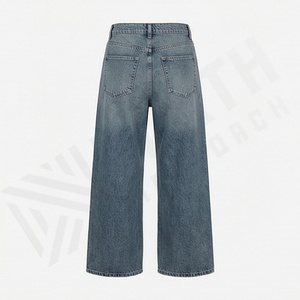 <b>Vintage</b> High Waist Women's Denim <b>Trousers</b> Slimming Pear Shaped Loose Straight Bell Bottoms Customized Color Baggy Woven - Product Image 2