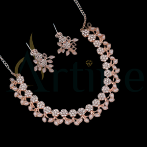 สร้อยคอสีโรสโกลด์สีขาว14kt ประดับเพชรที่ผ่านการรับรอง VVS ชัดเจน IGI เครื่องประดับเงิน - Product Image 1