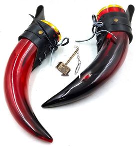 Corne à boire Viking faite à la main Design Unique Agate support en cuir Style Animal poli décoration pour anniversaire mariage noël - Product Image 2