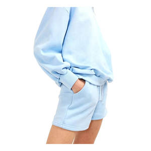 Survêtement en coton solide personnalisé pour femmes ensemble de 2 pièces de vêtements de sport d'entraînement short ras du cou surdimensionné survêtement respirant à séchage rapide - Product Image 3