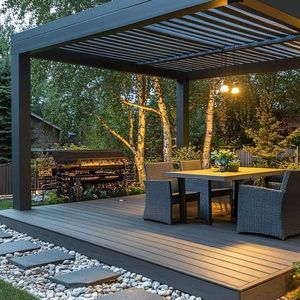 Una elegante pérgola de aleación de aluminio diseñada para conversaciones íntimas en el jardín y descanso nocturno iluminado por las estrellas - Product Image 4
