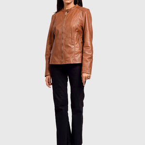 Chaquetas de cuero de manga larga para mujer, ropa de invierno, chaqueta de cuero para mujer, chaqueta de cuero personalizada ajustada genuina para mujer - Product Image 6