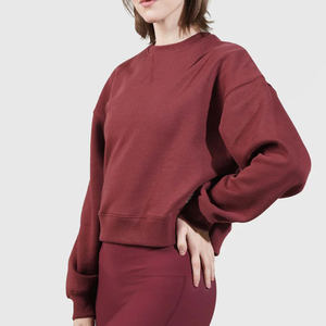Sudadera Deportiva Borgoña con Cuello Redondo para Mujer, Corte Holgado, 77% Algodón, 23% Poliéster Reciclado, Estilo Casual, Cálida para Invierno - Product Image 5
