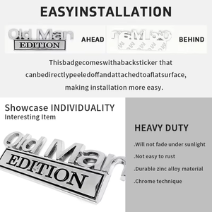 Emblema de Coche Edición Viejo Hombre, Insignia de Metal 3D (Paquete de 2), Aleación de Zinc, Impermeable, Resistente al Óxido, Calcomanía Compatible con Guardabarros, Puerta Trasera y Parachoques - Product Image 5