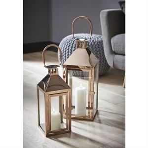 High Quality Stainless Steel and Glass Hanging Candle <b>Lantern</b> Shiny <b>Copper</b> Finished for Wedding & Christmas Decor - Product Image 1