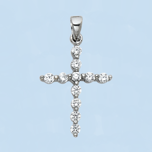 Colgante de Cruz de crucifijo cristiano de lujo Chapado en plata de 14K Zirconia cúbica CZ joyería de diseñador colgantes de moda de diamantes para niños - Product Image 6